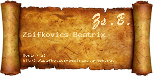 Zsifkovics Beatrix névjegykártya